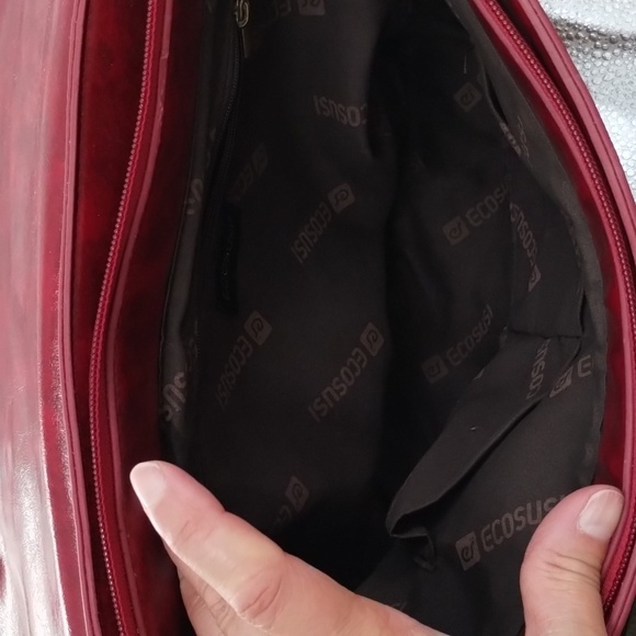 ECOSUSI faux leather red and tan satchel with removable crossbody strap - Picture 10 of 14